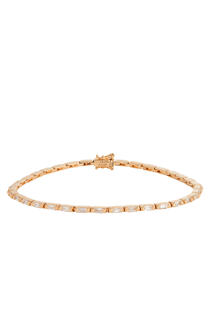 Linear Tennis Bracelet, 18k Yellow Gold & Full Diamond